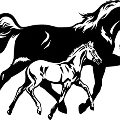 Horse Mare Foal Family CNC DXF SVG Free Download CNC laser cut design