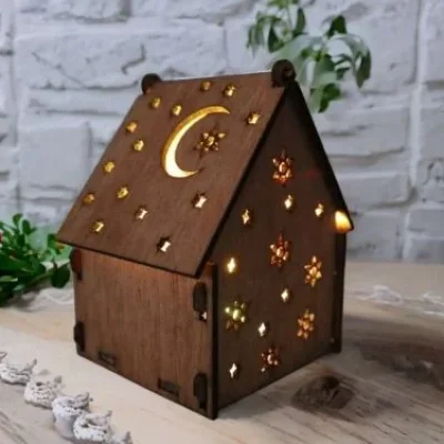House Lantern Night Light CNC DXF SVG Free Download CNC laser cut design