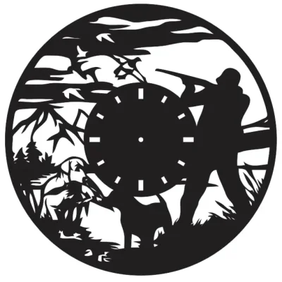 Hunter Clock Duck Shooting CNC DXF SVG Free Download CNC laser cut design