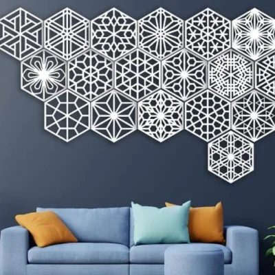 Islamic Geometric Hexagon Wall Art CNC DXF SVG Free Download CNC laser cut design