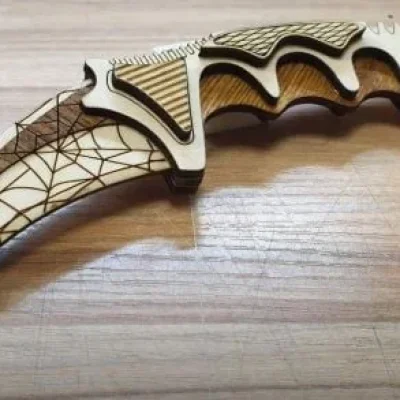 Karambit Knife Gaming Prop CNC DXF SVG Free Download CNC laser cut design