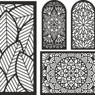 Leaf Pattern Decorative Panel Set CNC DXF SVG Free Download CNC laser cut design