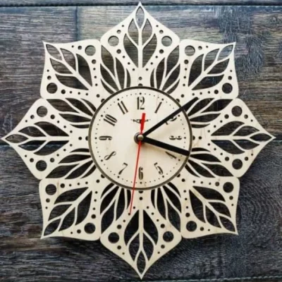 Lotus Flower Clock Wall Art CNC DXF SVG Free Download CNC laser cut design