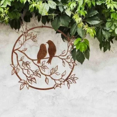 Love Birds Circle Branch Wall Art CNC DXF SVG Free Download CNC laser cut design