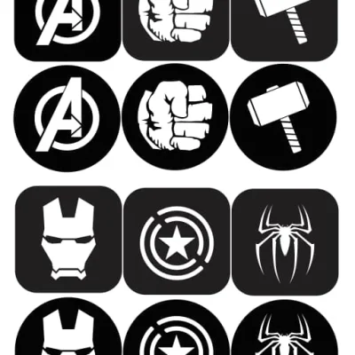 Marvel Superhero Icons Set CNC DXF SVG Free Download CNC laser cut design