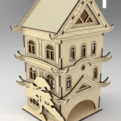 Medieval Castle House Box CNC DXF SVG Free Download CNC laser cut design