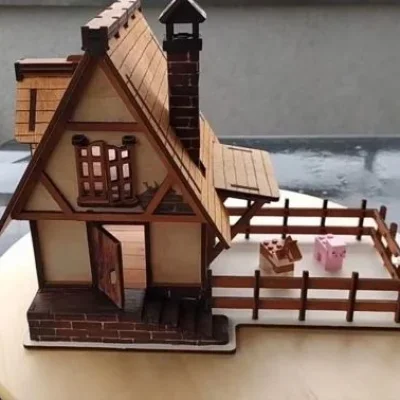 Medieval Cottage House Model CNC DXF SVG Free Download CNC laser cut design
