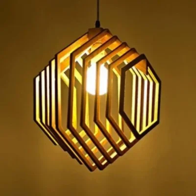 Modern Geometric Cube Pendant Lamp CNC DXF SVG Free Download CNC laser cut design