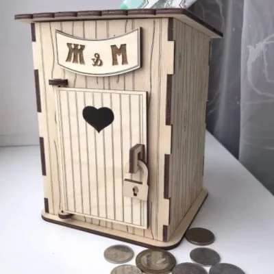 Money Bank Box House CNC DXF SVG Free Download CNC laser cut design
