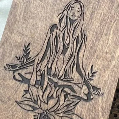 Mystical Woman Moon Lotus CNC DXF SVG Free Download CNC laser cut design