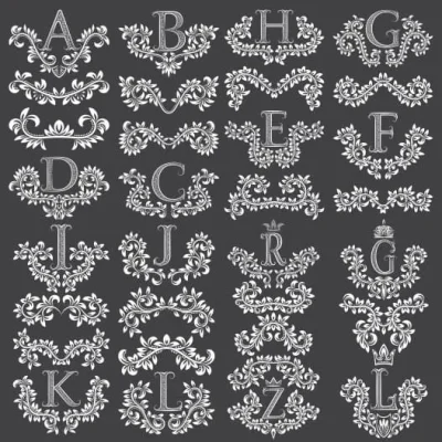 Ornate Alphabet Monogram Letters CNC DXF SVG Free Download CNC laser cut design