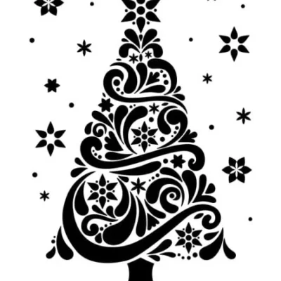 Ornate Christmas Tree Floral CNC DXF SVG Free Download CNC laser cut design