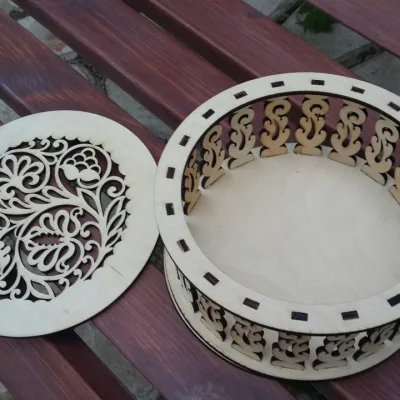 Ornate Decorative Round Box CNC DXF SVG Free Download CNC laser cut design