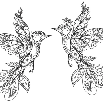 Ornate Hummingbird Pair CNC DXF SVG Free Download CNC laser cut design
