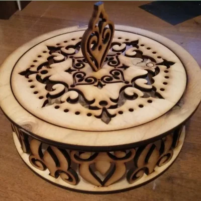 Ornate Round Decorative Box CNC DXF SVG Free Download CNC laser cut design