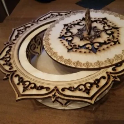 Ornate Round Serving Tray CNC DXF SVG Free Download CNC laser cut design