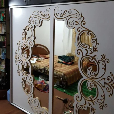 Ornate Wardrobe Mirror Doors CNC DXF SVG Free Download CNC laser cut design