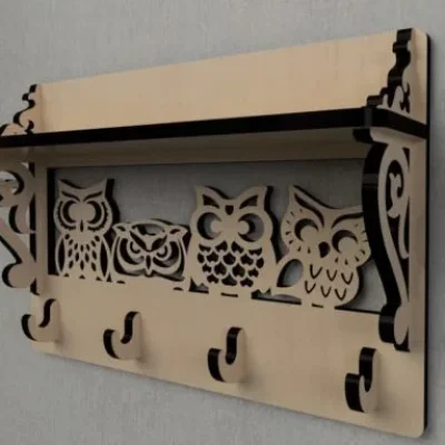 Owl Family Wall Shelf Hooks CNC DXF SVG Free Download CNC laser cut design