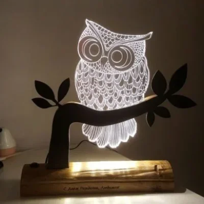 Owl Night Light Lamp CNC DXF SVG Free Download CNC laser cut design