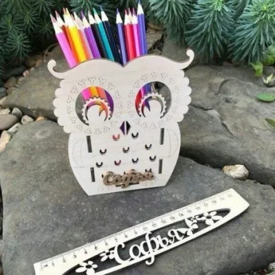 Owl Pencil Holder Desktop Organizer CNC DXF SVG Free Download CNC laser cut design