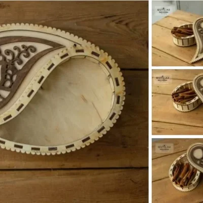 Paisley Teardrop Heart Box CNC DXF SVG Free Download CNC laser cut design