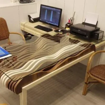 Parametric Wave Desk CNC DXF SVG Free Download CNC laser cut design