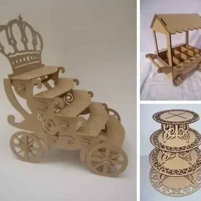 Princess Carriage Cupcake Stand CNC DXF SVG Free Download CNC laser cut design