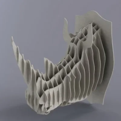 Rhino Head Trophy Wall Art CNC DXF SVG Free Download CNC laser cut design