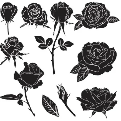 Rose Collection Vector Art CNC DXF SVG Free Download CNC laser cut design
