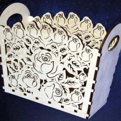 Rose Decorative Basket CNC DXF SVG Free Download CNC laser cut design