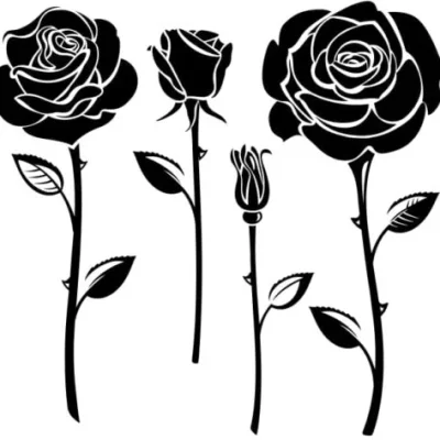 Rose Flower Silhouette CNC DXF SVG Free Download CNC laser cut design