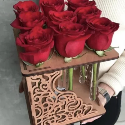 Rose Flower Vase Box CNC DXF SVG Free Download CNC laser cut design