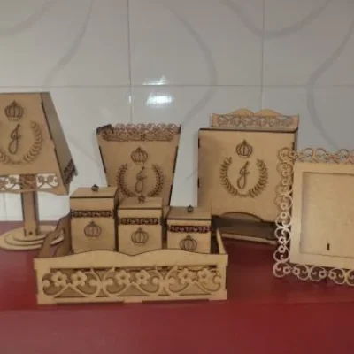 Royal Crown Desk Set Organizer CNC DXF SVG Free Download CNC laser cut design