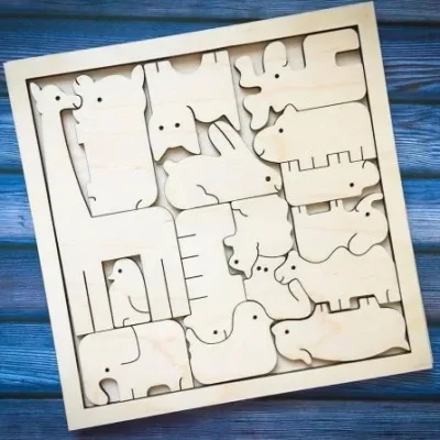 Safari Animal Puzzle CNC DXF SVG Free Download CNC laser cut design