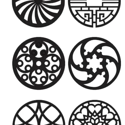 Six Circular Ornamental CNC DXF SVG Free Download CNC laser cut design