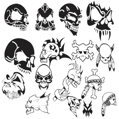 Skull Collection Gothic CNC DXF SVG Free Download CNC laser cut design