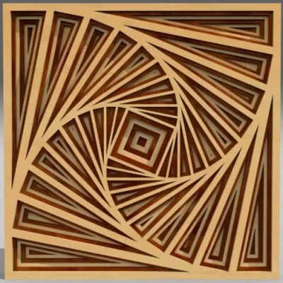 Spiral Square Optical Illusion CNC DXF SVG Free Download CNC laser cut design