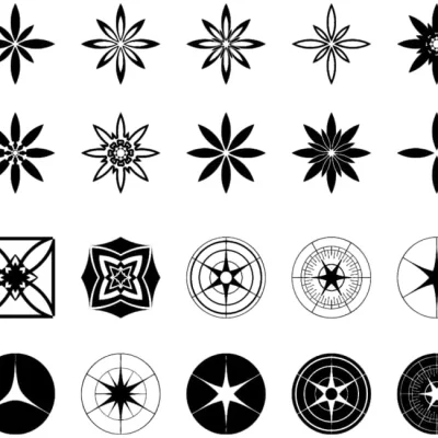 Star Flower Compass Rose Collection CNC DXF SVG Free Download CNC laser cut design
