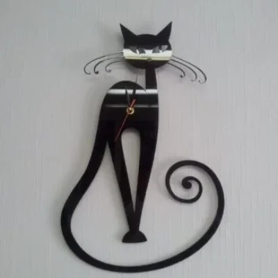 Stylish Black Cat Clock CNC DXF SVG Free Download CNC laser cut design