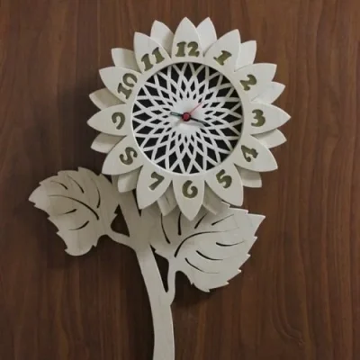 Sunflower Clock Design CNC DXF SVG Free Download CNC laser cut design