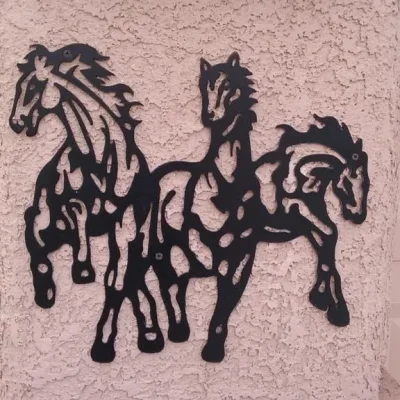 Three Horses Silhouette Wall Art CNC DXF SVG Free Download CNC laser cut design
