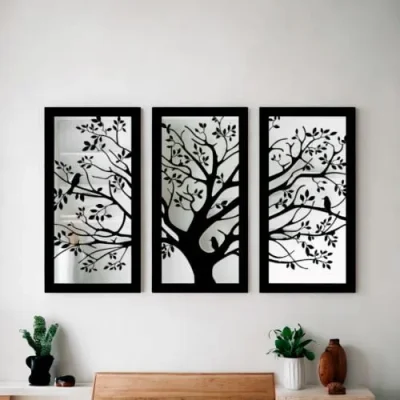Tree Branch Wall Art Triptych CNC DXF SVG Free Download CNC laser cut design