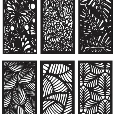 Tropical Leaf Panel Collection CNC DXF SVG Free Download CNC laser cut design