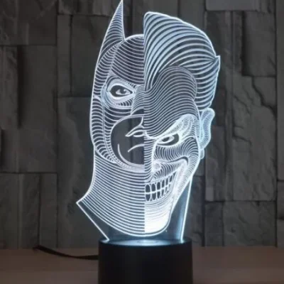 Two Face Batman Joker 3D LED Lamp CNC DXF SVG Free Download CNC laser cut design