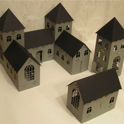 Village Houses Set CNC DXF SVG Free Download CNC laser cut design