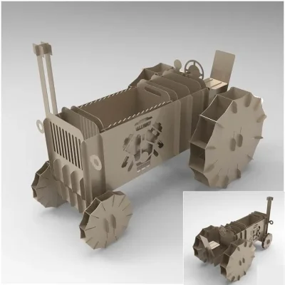 Vintage Farm Tractor 3D Puzzle CNC DXF SVG Free Download CNC laser cut design