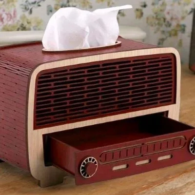 Vintage Radio Tissue Box Holder CNC DXF SVG Free Download CNC laser cut design