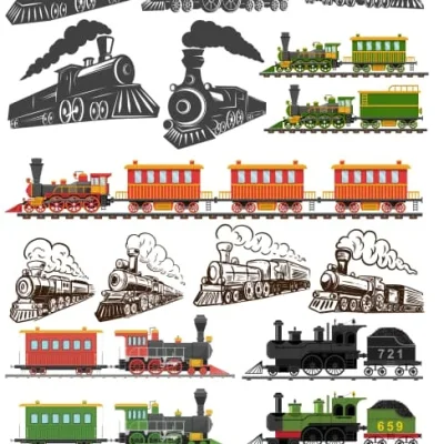 Vintage Steam Train Collection CNC DXF SVG Free Download CNC laser cut design