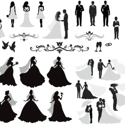 Wedding Couple Silhouettes CNC DXF SVG Free Download CNC laser cut design