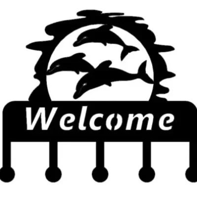 Welcome Dolphins Key Holder CNC DXF SVG Free Download CNC laser cut design